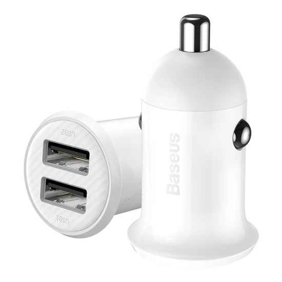 Автомобильная зарядка Baseus  Grain Pro Car Charger (Dual USB 4.8A ) White CCALLP-02